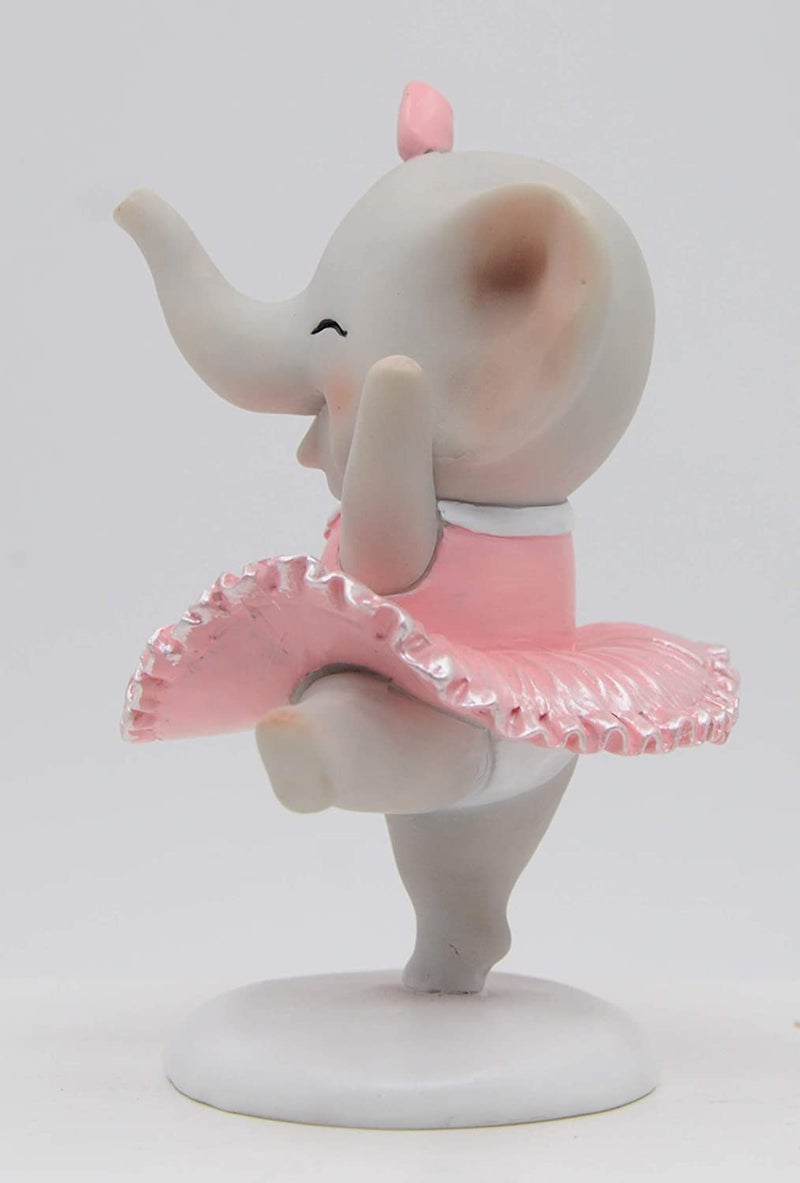 Comfy Hour Wildlife Collection 5" Cute Dancing Ballet Elephant Pink Dress Figurine, Elephant Cake Topper, Collectible Statue, Desktop Decoration, Girl's Mini Gift, Hand Made and Painted Polyresin - Image 2